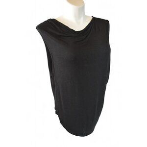 Lea & Viola Women’s Black Sleeveless Draped Neck Top Blouse Size 2XL